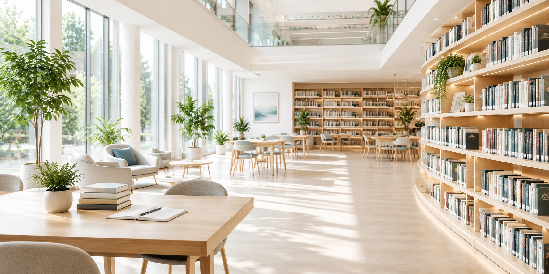 Welcoming modern library interior — home of Kevin's free AI presentations in Norfolk