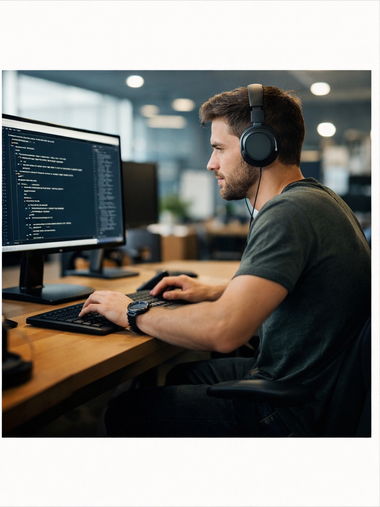 Technical computer user working at a desk